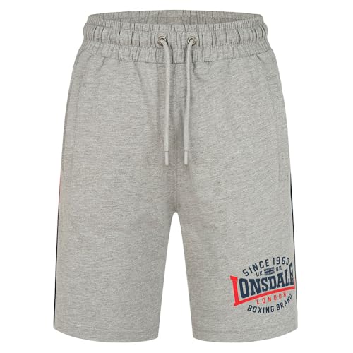 Short gris chiné Lonsdale London Sandown homme en coton pour sport et loisirs