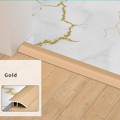 2 Stück Aluminium-Boden-Übergangsstange, Türstange, Metall-Bodenleiste für Türen, Schwellen, Fliesen, Laminat, Planken, Brücke die Höhe zwischen 6–12mm(Kupfergold, 0.9m×4.3cm)