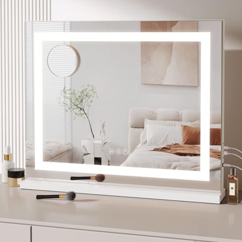 FABS Desktop Vanity Illuminated Makeup Mirror with Touch LED Lights ...
