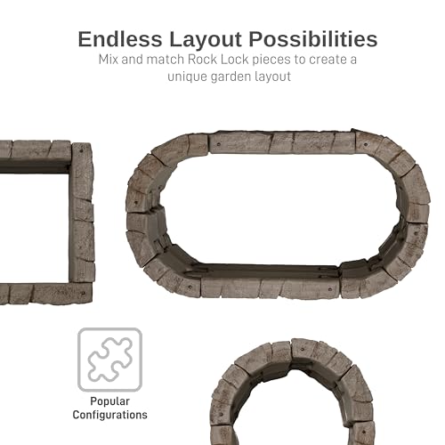 Image of RTS Home Accents Rock Lock Interlocking Landscape Edging and Border System, Straight Section With Spikes, 4-Feet Long (Pack of 2)