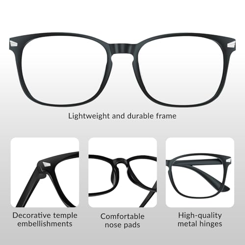 Image of Blue Light Glasses for Woman Men, 99% Blocking Square Frame 5 Pairs | Anti Eyestrain & UV Glare Protection, Computer Blue Light Blocking Glasses for Gaming TV Phone Screen