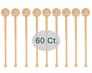 Sansnow Bambus-Kaffee-Rührstäbchen S-Muster, 60 Stück