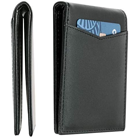 STAY FINE Wallet for Men Slim Minimalist Leather RFID Bifold Front Pocket Billfold, Black Cover
