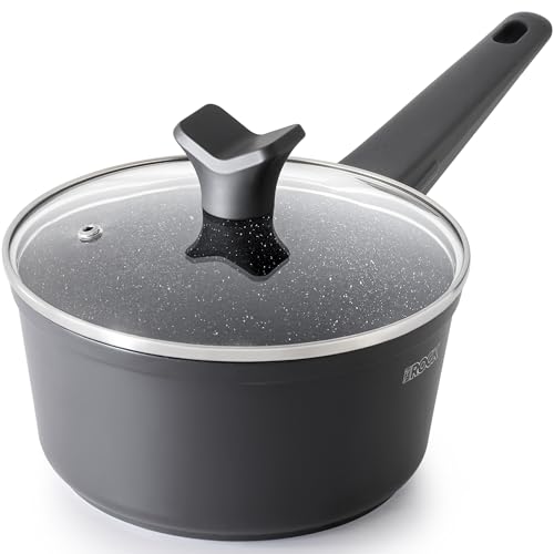 THE ROCK SOHO Nonstick Saucepan with Lid, 2 Quarts Small Pot with PPG Quantum2 Coating – Durable for Urban Kitchens, Nothing Sticks, Never Warps, Lasts Longer, Induction Compatible, PFOA-Free, Black