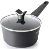 THE ROCK SOHO Nonstick Saucepan with Lid, 1.9 Quarts Small Pot with PPG Quantum2 Coating – Durable for Urban Kitchens, Nothing Sticks, Never Warps, Lasts Longer, Induction Compatible, PFOA-Free, Black