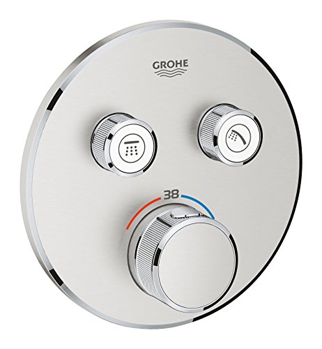 GROHE Grohtherm Smartcontrol - Thermostat (mit 2 Absperrventilen, Sicherheitssperre bei 38°C, langlebige Oberfläche), supersteel, 29119DC0