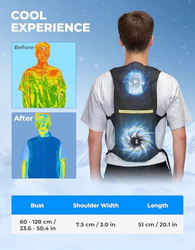 KEMIMOTO Ice Cooling Vest for Men Women，Lightweight Fan Vest with Pockets, Perfect for Work, Hiking, and Fishing in Hot Weather4