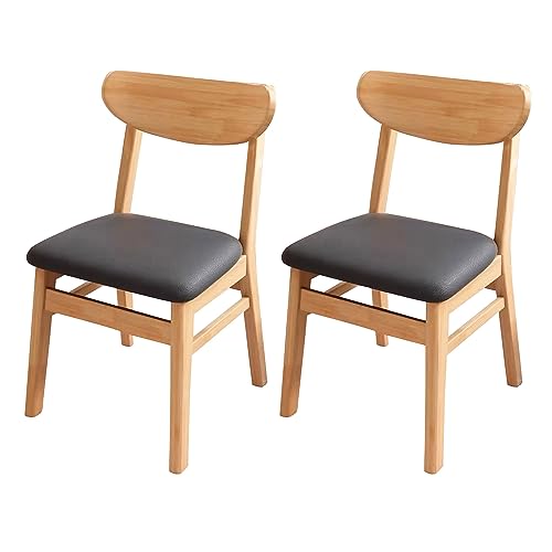 Chaise de salle à manger en cuir PU et bois lot de 2