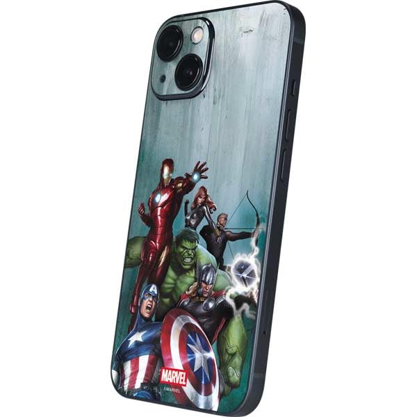 Skinit Decal Phone Skin Compatible with iPhone 15 Plus - Officially Licensed Marvel Avengers Assemble Design