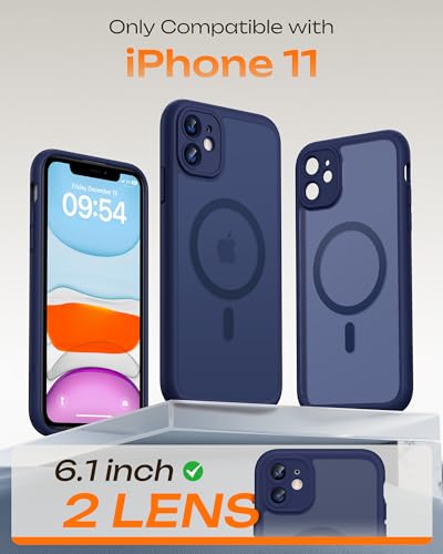 Image of TOCOL for iPhone 11 Case, Compatible with Magsafe, Full Camera Protection, Built-in Magnets, Drop Protection, Translucent Matte Phone Case for iPhone 11 6.1 inch (Dark Blue)
