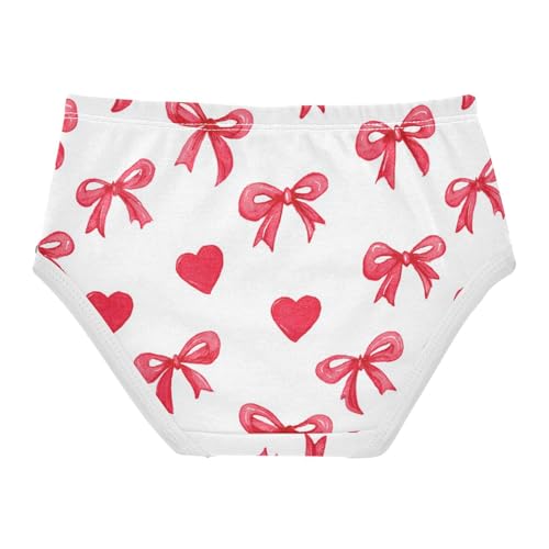 Wusikd Watercolor Red Hearts Bows Girls' Underwear Cotton Girls Briefs Soft Toddler Underwear 2T2