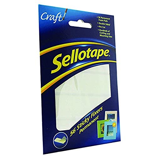 Sellotape Réf 1445423 Sticky Fixers Lot de 12 boîtes de 56 fixations adhésives double-face 12 x 25 mm Cover