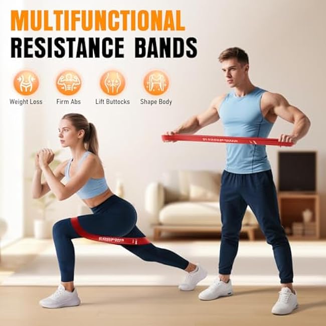 Resistance Bands for Working Out, Exercise Bands Resistance Bands Set with 5 Resistance Levels, Latex Loop Bands for Women Men, Workout Bands for Legs, Glutes, Strength Training, Yoga, Home Gym