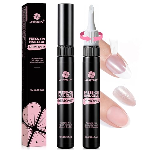 Luckyfairy New 4 IN 1 Nail Glue Remover Pen: 2PcsX10ml Nail Glue Remover for Press on Nails, Click &...
