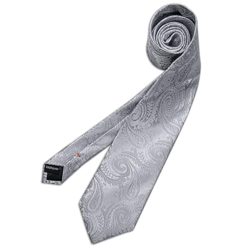 Image of DiBanGu Mens Paisley Tie Set Silk Woven Jacquard Necktie and Pocket Square Cufflinks Gift Set for Wedding Bussiness