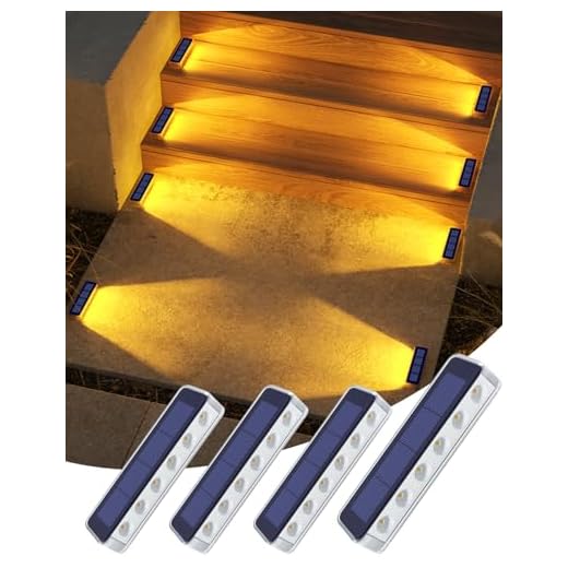 DetarZinLED Solar Step Lights for Outside,4 Pack Solar Stair Lights Outdoor Waterproof,Warm White Deck Light Solar Powered Waterproof for Steps,Stairs,Walkway,Sidewalk,Patio,Pathway