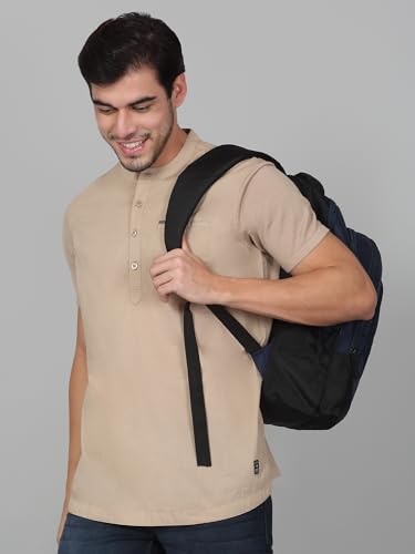 Image of Cantabil Men's Solid Mandarin Collar Half Sleeves Casual Shirt Kurta (P MSKU00002)