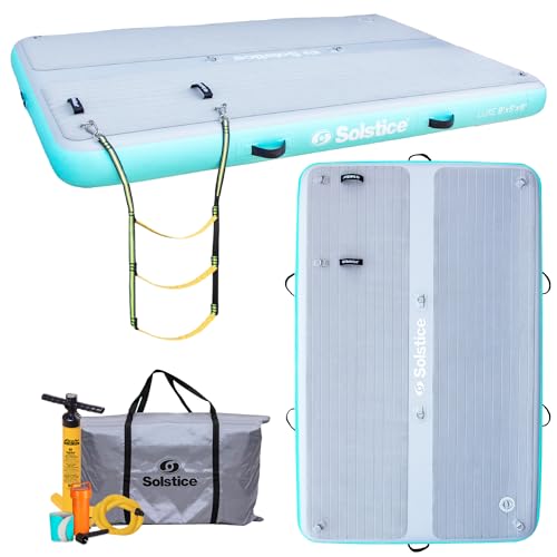 SOLSTICE Original Luxe 8 x 5 Ft Inflatable Floating Dock with Non-Slip Pad