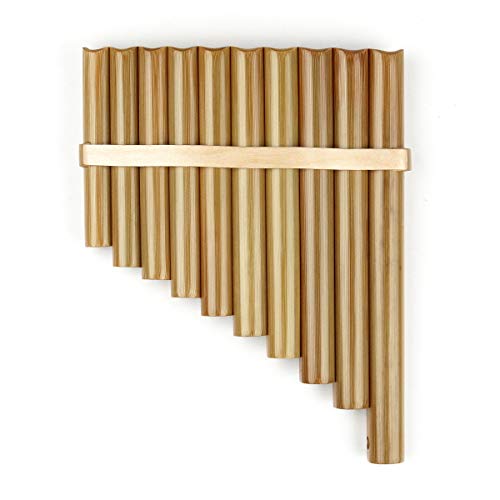 10 Pipes Pan Flute C Key Wood Reinforcement Pan Pipes Woodwind Instrument Traditional Musical Instrument Bamboo Pan flute (Right Hand) - Thumbnail 2