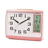 Calendario de Lujo Reloj Despertador Silencio Creativo Lazy Snooze con Alarma de Noche Pantalla LCD Fecha Temperatura Temporizador de Apagado (Color : Pink)