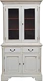 Breite ca 104 cm Casa Padrino Vintage Buffetschrank Antik Stil Weiss/Holzfarben H 219 x B 104 cm - Vitrine Regal Schrank Shabby Chic