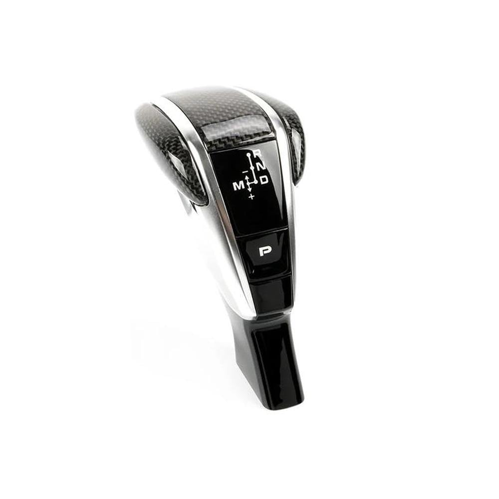 HYASDBWE for Porsche Cayenne 2018-2023 Direct Replacement Carbon Fiber Leather Center Console Gear Shift Lever Knob Gear Shifter Parts(Carbon Fiber Silver)