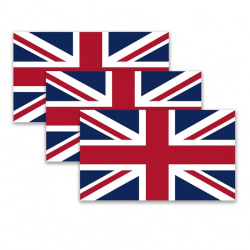 Image of Vinyl Flag Stickers, Car Decals, Waterproof Indoor Outdoor, Laptop Stickers, Car Bumper, Flag, 5 x 3 Inches, Set of 3 (3, United Kingdom Flag)