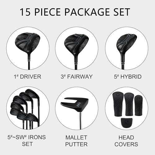 KVV Ultra Lightweight Club Set with Graphite Shafts, Titanium Driver, 11-Piece PVD Coated Clubs, 5-S# Irons, Right-Handed for Men No Golf Bag Included - Thumbnail 5