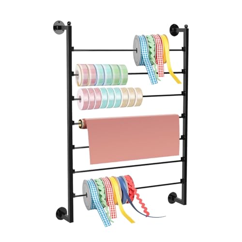Wandmontiertes RibbonRack – platzsparende Bastelaufbewahrung für Geschenkverpackungen, Kunst- und Bastelbedarf und Zuhause – perfekt für DIY-Projekte
