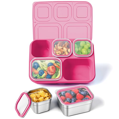 Stainless Steel Snackle Box Container, 5 Compartment Lunch Bento Box,
