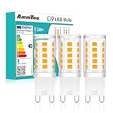 AmmToo G9 LED 3W 410 lumens, blanc chaud 2700K, IRC >85, angle 360°, remplace halogène 30-40W, base céramique, 35 000 h, 90% d’économies d’énergie – Idéal pour suspensions et appliques