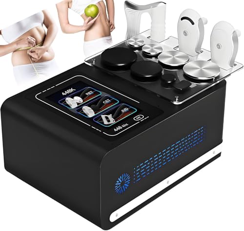 GEHPYYDS Máquina Profesional de radiofrecuencia de 448K para Lifting, pérdida de Peso y Modelado Corporal. Incluye 3 manijas y 8 Estaciones de Trabajo para un Tratamiento físico Profundo. Black