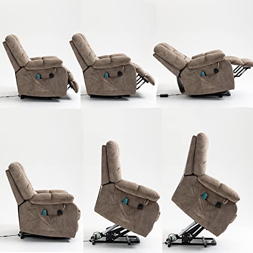 Homsof Electric Power Lift Chair Adjustable For Elderly, Heavy Duty And Safety Motion Reclining Loveseat Sofa, Breige, One Size, Beige+Brown(Massage Heating) #TOP2