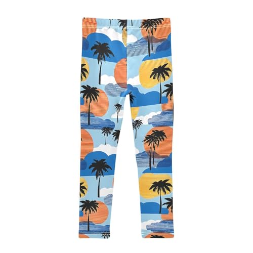 Palm Tree Sun Silhouette Girls Leggings Soft Stretch Workout Yoga Dance Pants for Kids Casual Tights2