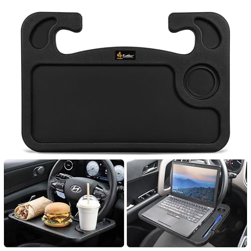 Image of EcoNour Steering Wheel Desk for Hyundai Elantra 2011-2024 2025 2026 2-in-1 Car Tray Table Laptop Car Mount with Pen Holder Food Tray for Eating with Drinks Holder Multipurpose Travel Car Accessories