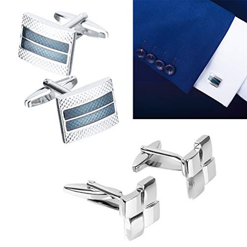 DYNWAVE 2 Pares De Abotoaduras Masculinas De Cobre Prata Para Presente De Festa De Casamento, Metal