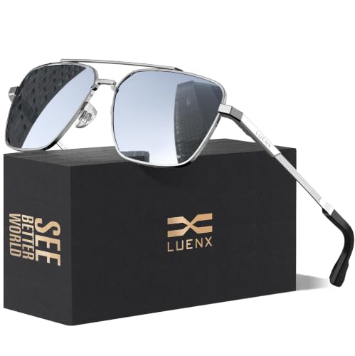 Luenx Aviator Sunglasses for Men Women Polarized Square UV400 Driving