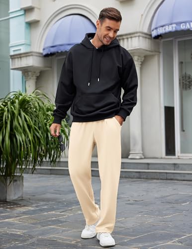 COOFANDY Mens Casual Sweatpants Open Bottom Lounge Pants Lightweight Baggy Workout Yoga Track Pants Beige