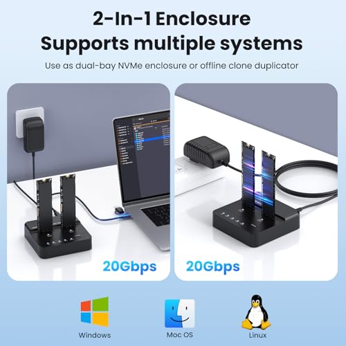 Estación Dock NVMe M.2 SSD Dual Bay USB 3.2 Gen2x2 miniatura 3