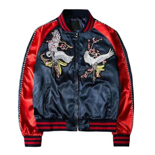 Veste de baseball homme ample et coupe-vent avec broderies et col montant protecteur de mi-saison