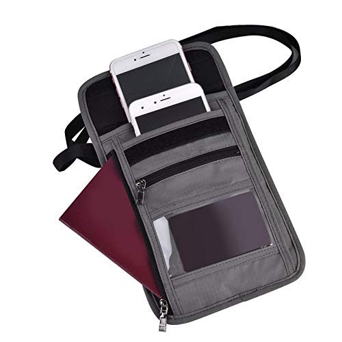 Bolsa de pescoço de passaporte, bolsa de pescoço de cartão construída em design de bloqueio de RFID