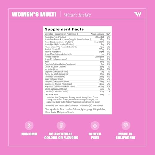 Health by Habit Womens Multi Supplement (60 Capsules) - 23 Essential Vitamins and Minerals, Supports General Health & Wellness, Non-GMO, Sugar Free (1 Pack) - Image 4