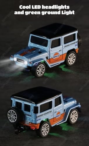 Image of Mini Die-Cast RC Car 1:64 Scale | High-Speed Desktop Remote Control Car with LED Headlights | 2.4GHz Mini Controller, 15m Range, Type-C Charging | Toy Car Model for Kids & Adults