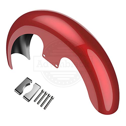 Moto Onfire 21" Reveal Wrapper Hugger Front Fender Fit For 2009 10 11 12 2013 Harley Flh Touring Road Glide Street Glide (Ember Red Sunglo, Silver Spacer(1986-2013)) #TOP1