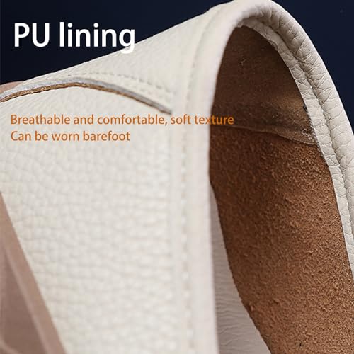 Biscalo Loafers for Women, Soft Soled Cowhide Corrective Loafer, Biscalo Shoes for Women Orthopedic Walking Shoes Comfortable Breathable Non-Slip (Color : Beige, Size : US5.5)4