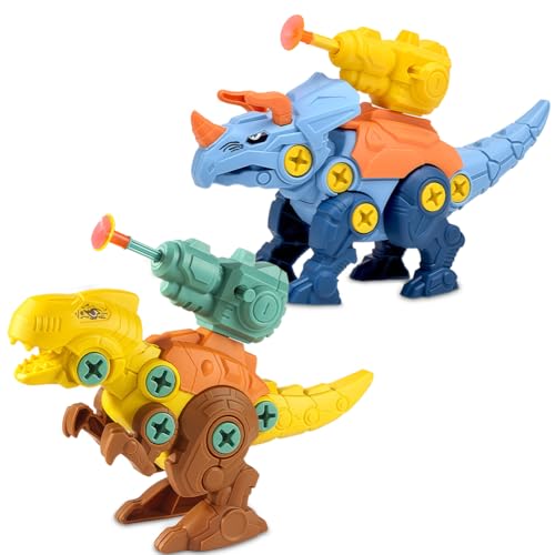 Dinosaur Toys, Take Apart Dinosaur, 2-Pack Diy Dinosaurs Toys With Drills, Construction Build Set Educational Stem, Ideal Dinosaurs Birthday Educational Kids Toy, For Boys Girls 3+ Years Old And Up-image