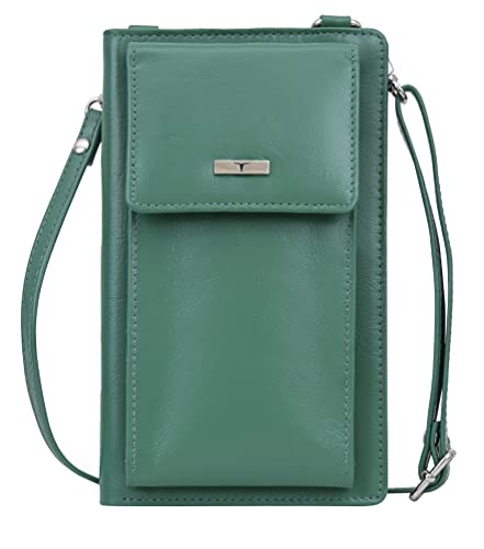 Image of URBAN FOREST Ruby Green Leather Sling Wallet for Women