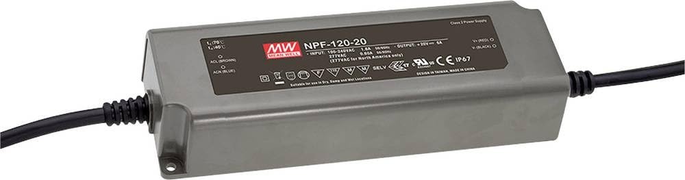 Mean Well NPF-​120-​12 AC-​DC pilote LED à sortie unique, mode mixte.