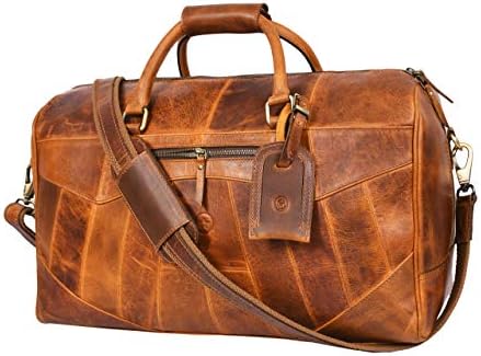 Leather Travel Duffle Bag | Gym Sports Bag Airplane Luggage Carry-On Bag | Gift for Father's Day By Aaron Leather