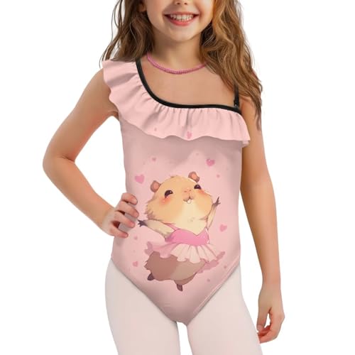 Image of Girls Swimsuit One Piece Ruffle Swimsuit Non-Slip Straps UPF 50+ for Girls Size 3-14 Years